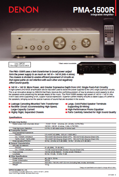 DENON-PMA-1500R Service Manual – Electronic Service Manuals