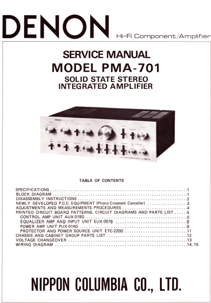 DENON-PMA-701 MISSING PAGE Service Manual