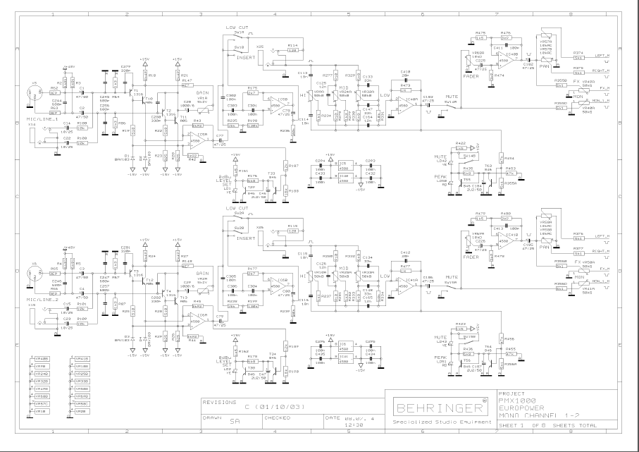 BEHRINGER Europower PMX1000 rev C Schematics