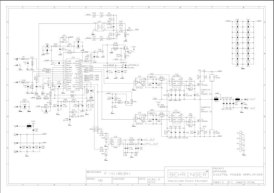 BEHRINGER DPA400 Digital Power Amplifier Schematics
