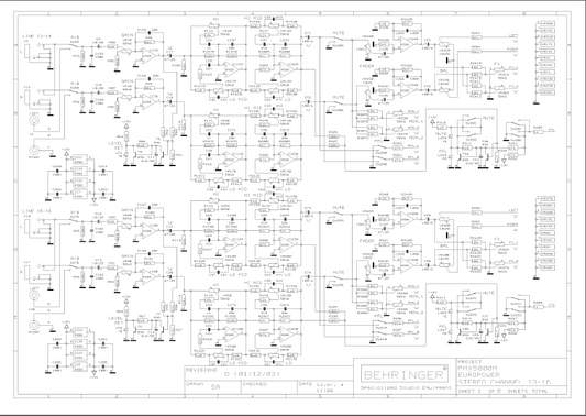 BEHRINGER Europower PMX5000M rev D Schematics