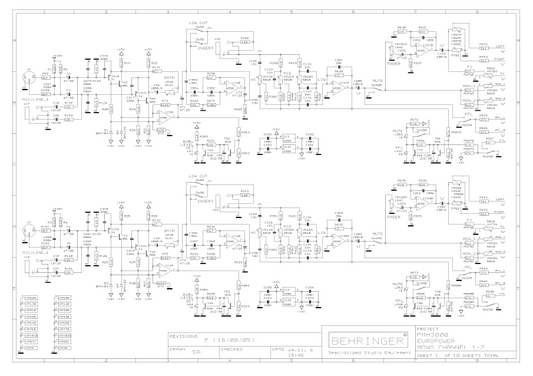 BEHRINGER PMH3000 Europower rev F Schematics