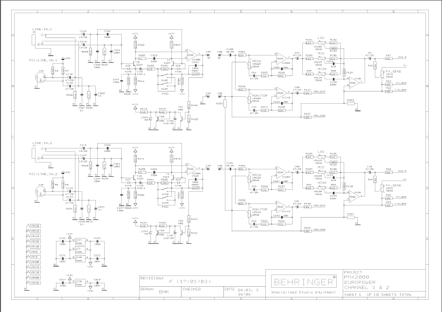 Behringer pmx 2000 схема