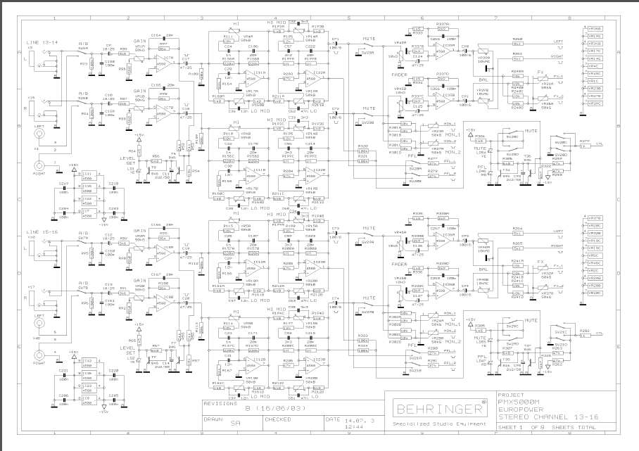 BEHRINGER PMX5000M Europower rev B Schematics – Electronic Service Manuals