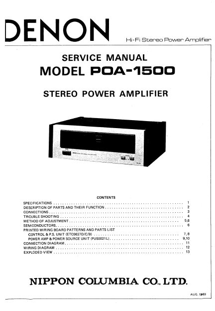 DENON-POA-1500 Service Manual