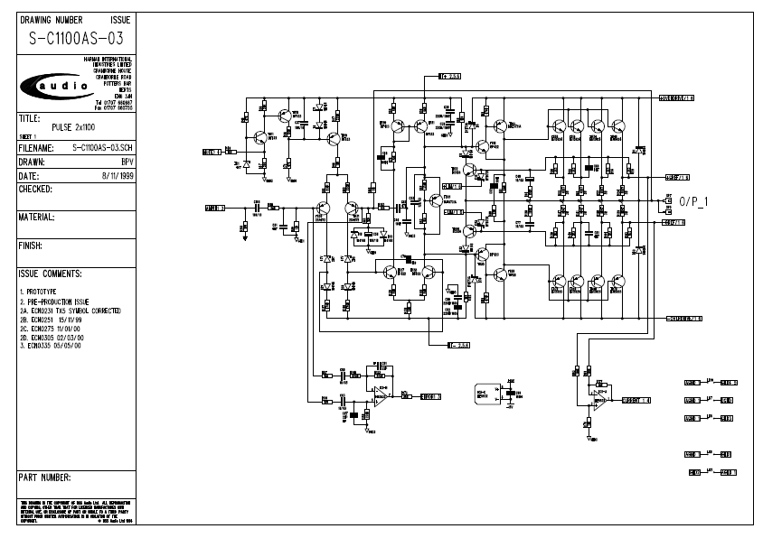 Harman Kardon Pulse P2X1100 Circuit Description Schematics
