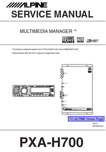 ALPINE PXA-H700 Multimedia Manager Service Manual