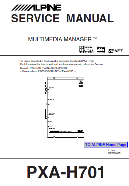 ALPINE PXA-H701 Multimedia Manager Instruction Manual