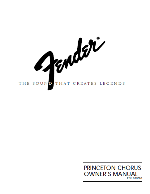 FENDER Princeton Chorus Owner's Manual