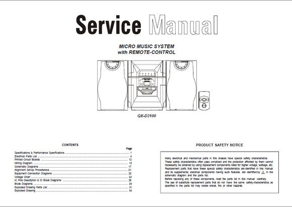 AKAI QX-D3100 Micro Music System Service Manual