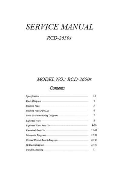 GEMINI Model RCD-2650s Service Manual