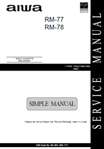 AIWA RM 77-78 Simple Radio Cassette Recorder Operation Manual