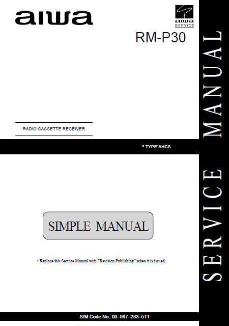 AIWA RM-P30 Simple Radio Cassette Receiver Operation Manual