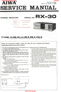 AIWA RX-30 Stereo Receiver Operation Manual