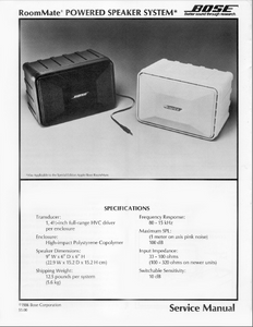 BOSE RoomMate Powered Speaker System Service Manual