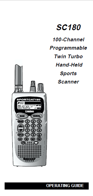 BEARCAT SC180 Twin Turbo Sports Channel Owner's Manual