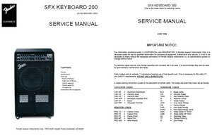 FENDER SFX Keyboard 200 Service Manual