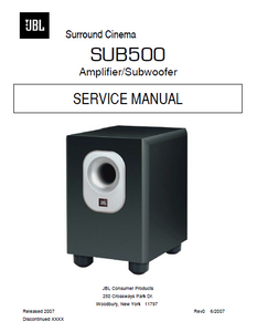 JBL SUB500 Amplifier Subwoofer Service Manual
