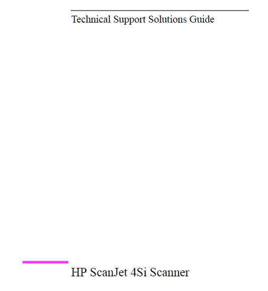 Hewlett Packard ScanJet 4Si Scnner Service Manual