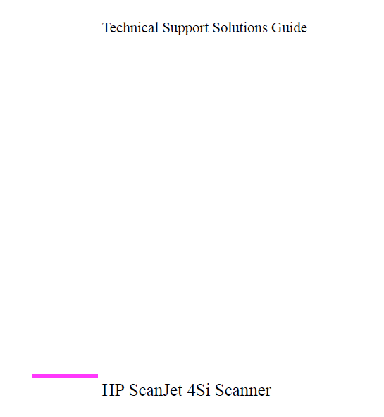 Hewlett Packard ScanJet 4Si Scnner Service Manual