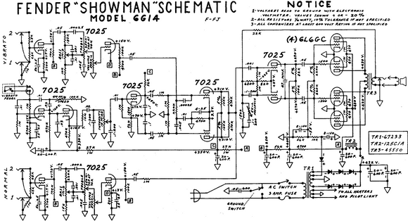 FENDER Showman 6G14 Schematic