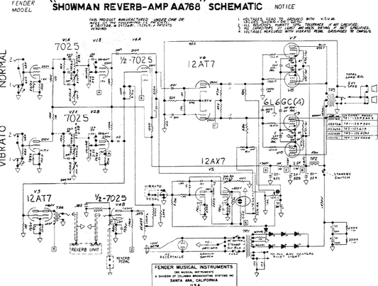 FENDER Showman Reverb-Amp AA768 Schematic