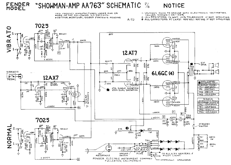 FENDER Showman-Amp AA763 Schematic