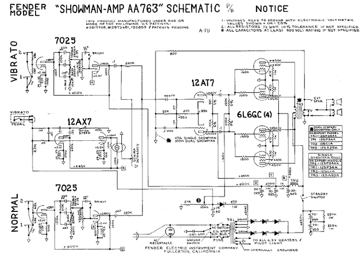 FENDER Showman-Amp AA763 Schematic – Electronic Service Manuals