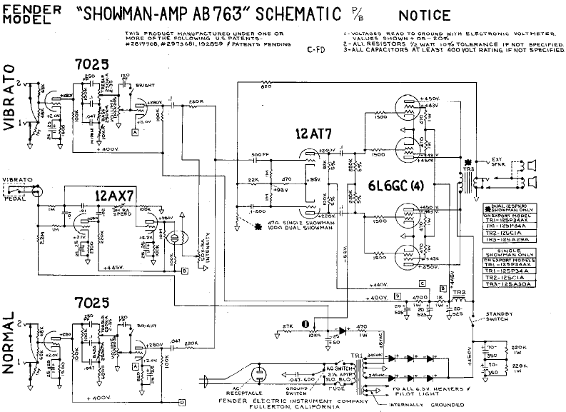 FENDER Showman-Amp AB763 Schematic