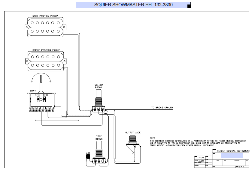 FENDER Squier Showmaster HH 132-3800 Schematic