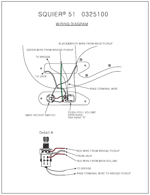 FENDER Squier 51 032-5100 Wiring Diagram Schematic