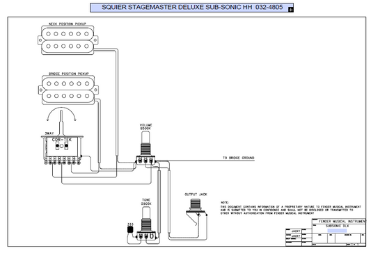 FENDER Squier Stagemaster Deluxe Sub-Sonic HH 032-4805 Schematic