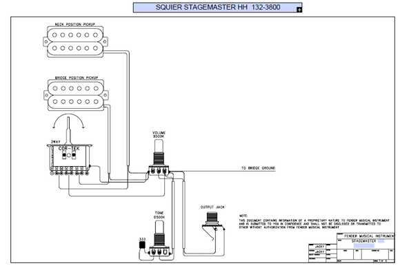 FENDER Squier Stagemaster HH 132-3800 Schematic