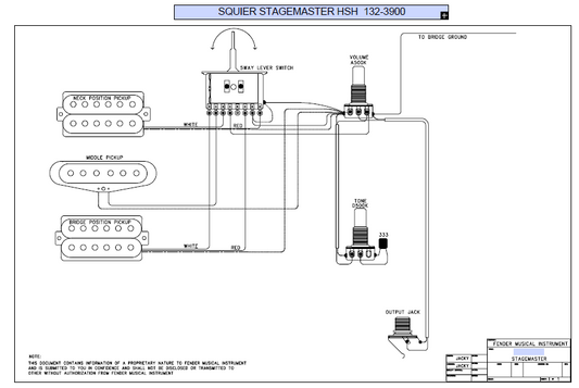 FENDER Squier Stagemaster HSH 132-3900 Schematic