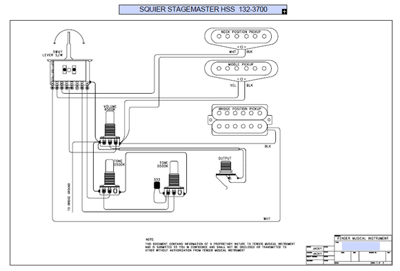 FENDER Squier Stagemaster HSS 132-3700 Schematic