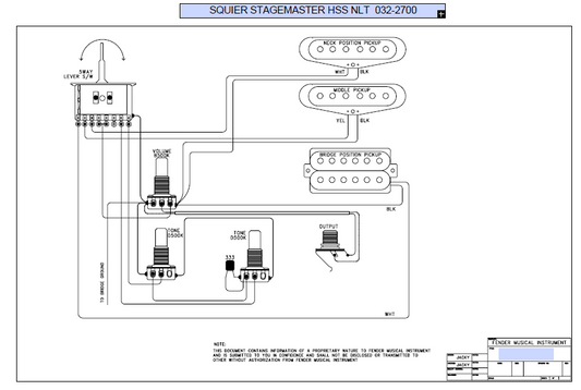 FENDER Squier Stagemaster HSS NLT 032-2700 Schematic