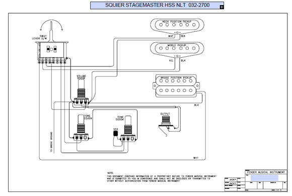 FENDER Squier Stagemaster HSS NLT 032-2700 Schematic