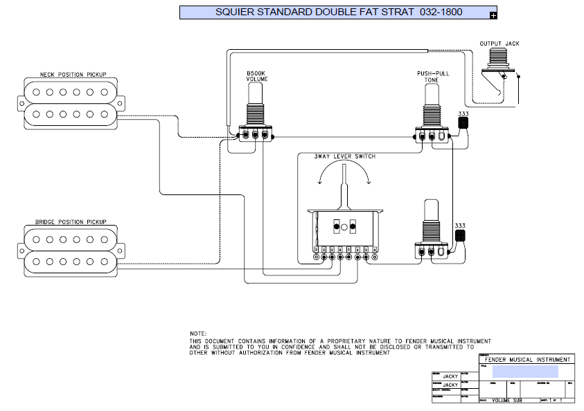 FENDER Squier Standard Double Fat Strat 032-1800 Schematic
