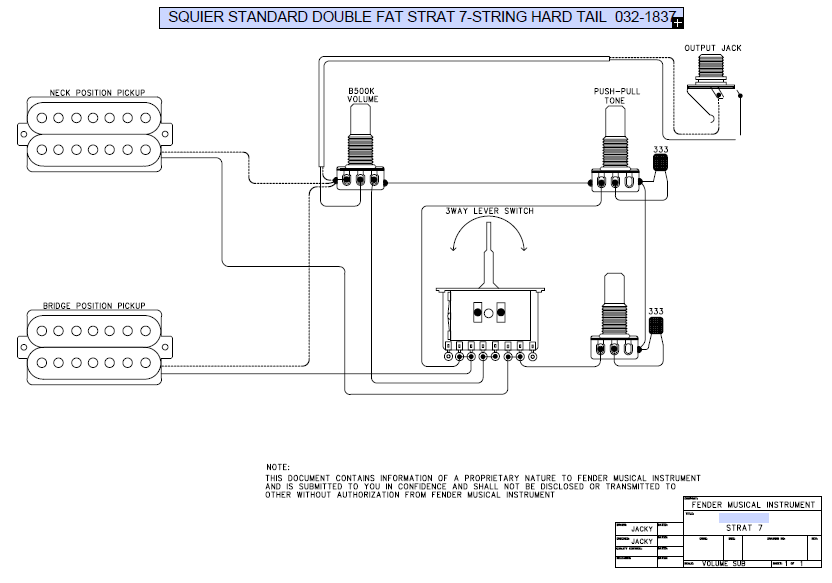 FENDER Squier Standard Double Fat Strat 032-1837 Schematic