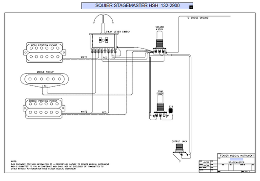 FENDER Squier Staqemaster HSH 132-2900 Schematic