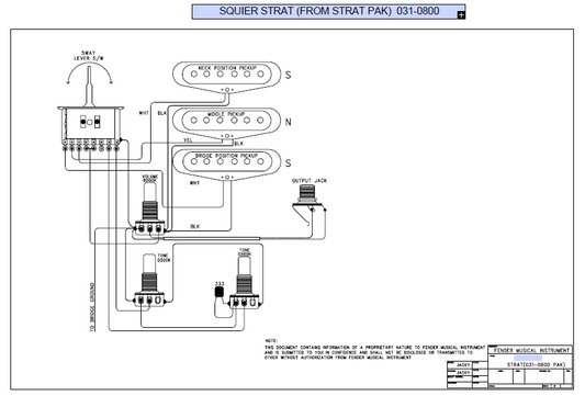 FENDER Squier Strat Pak 031-0800 Schematic