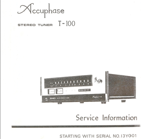 Accuphase T-100 Stereo Tuner Service Manual