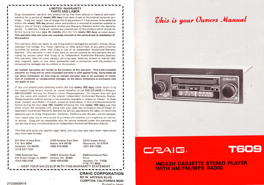 COBRA TO Cybernet-T-609 OM -12 phamplet Service Manual