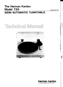 Harman Kardon Model T25 Semi-Automatic Turntable Technical Service Manual