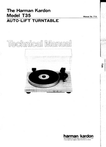 Harman Kardon Model T35 Auto-Lift Turntable Technical Service Manual