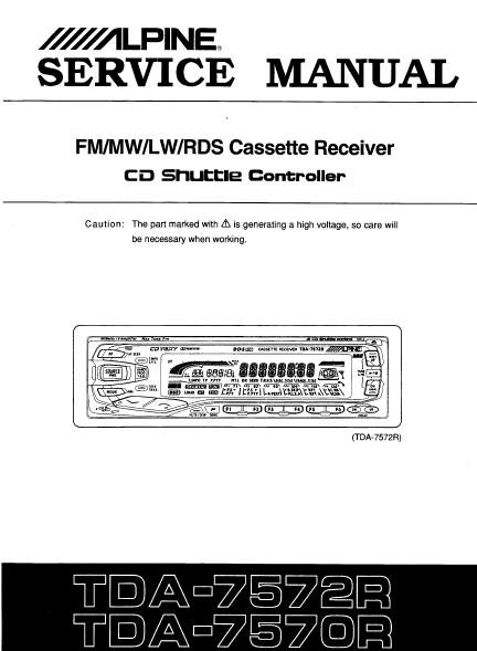 ALPINE TDA 7572R-7570R CD Shuttle Controller Service Manual