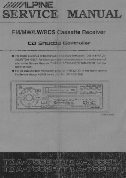 ALPINE TDA-7552R CD Shuttle Controller Service Manual