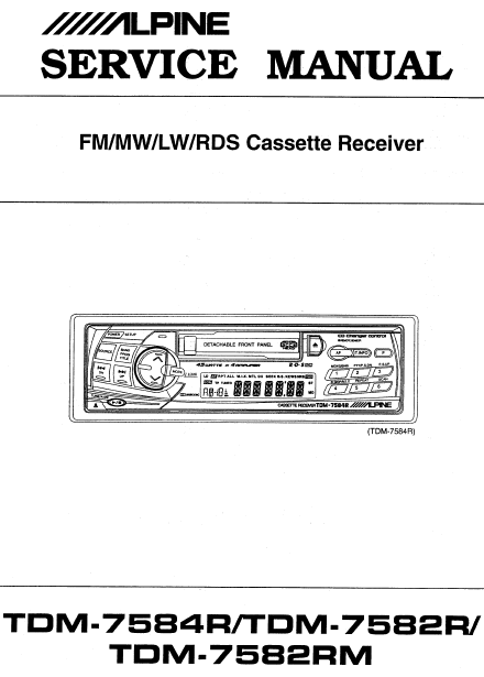 ALPINE TDM-7584R FM Cassette Receiver Service Manual