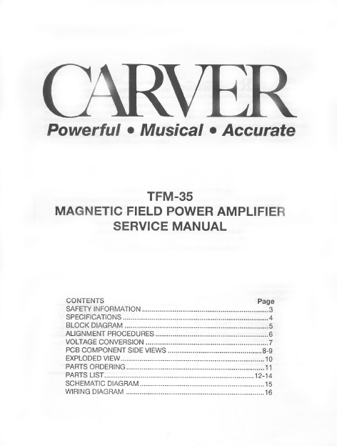 Audio TO Clearcom-TFM-35 Service Manual