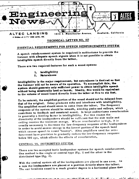 ALTEC Technical Letter No. 107 Manual